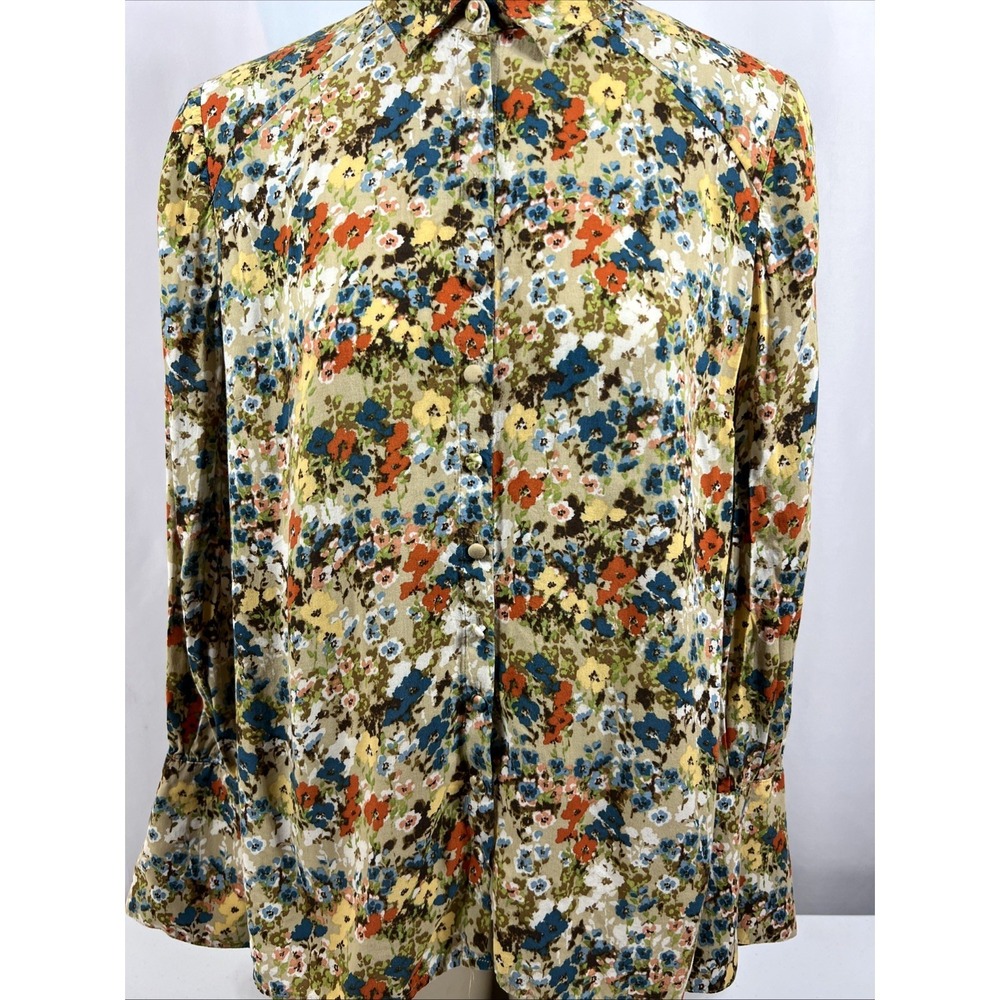 J. Jill Women's Abstract Floral Painterly Cottage Bloomcore Blouse Size Small